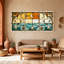 Vitrail céleste, étoiles de lune et créatures mythiques, ensemble de 3 impressions sur toile-2065418171