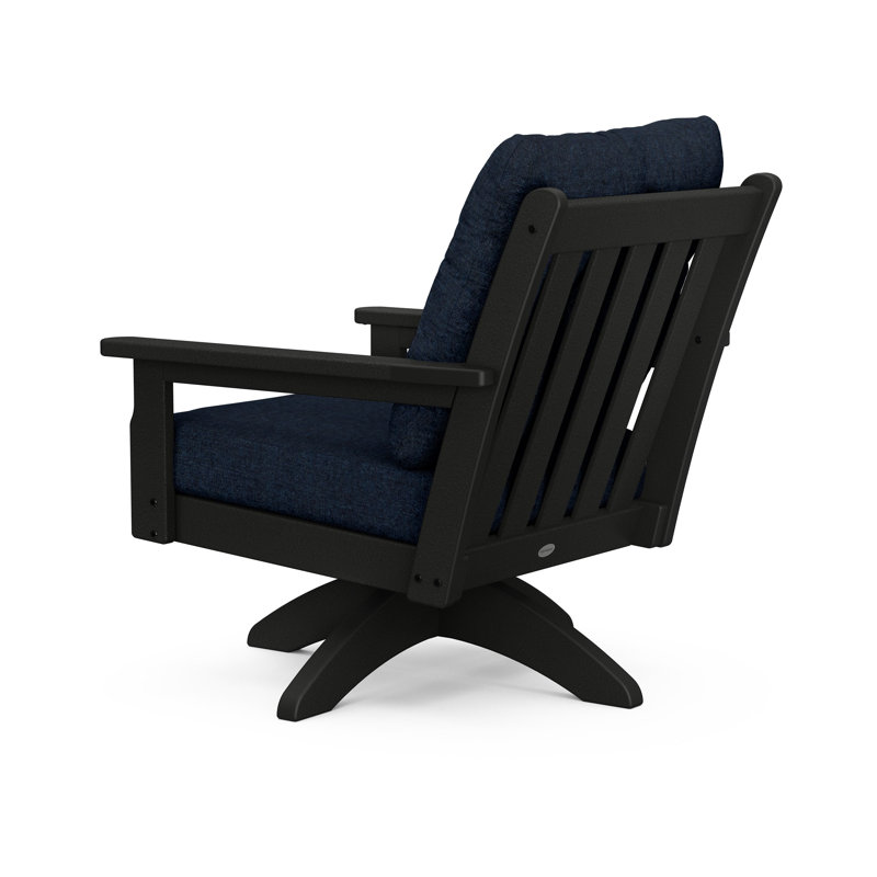 Chaise pivotante à assise profonde Lakeside Vineyard, Indigo marin, Noir