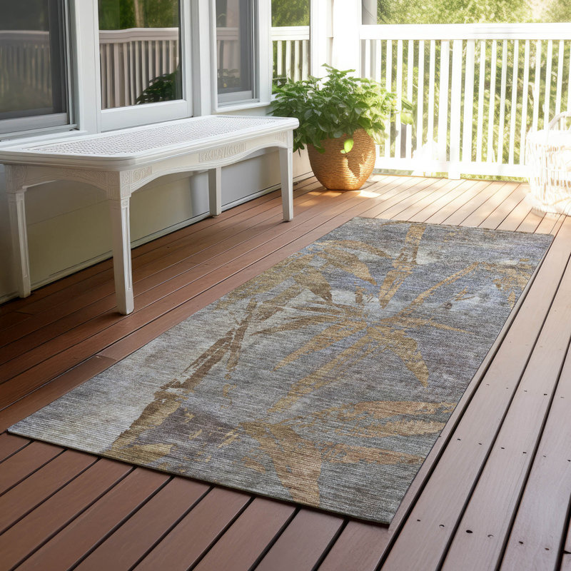 Machine Washable Indoor/Outdoor Bernadette ACN2222 Botanical Rug, Runner 2'3" x 7'6"