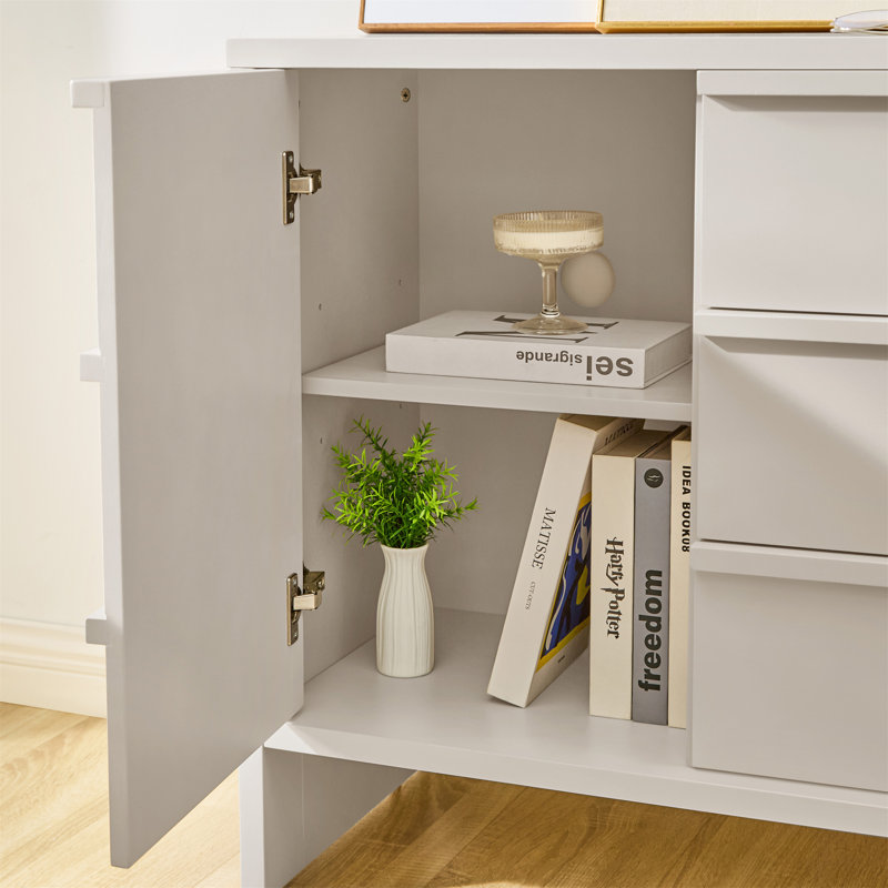 Buffet 47,3 "Mid Century, Blanc