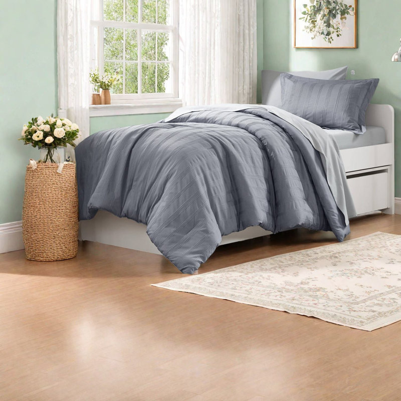 Modern 5-piece Bedding Sets, Polyester Woven Comforter For Dorms And Small Spaces