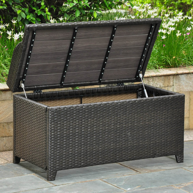 Banc de rangement en plastique Brade, Noir antique