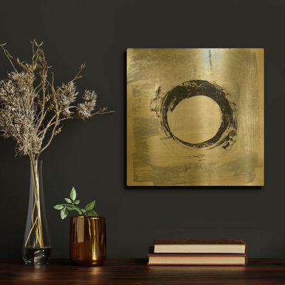 «Zen Circle I Crop» par Melissa Averinos, art mural en métal doré, 12 po x 12 po