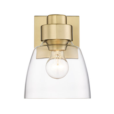 Applique murale 1 lumière Everaldo en bronze champagne brossé avec verre transparent