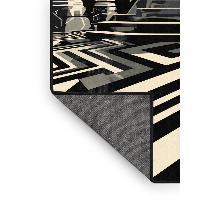 Tapis noir moelleux moelleux Alton Throne Alien, 5 x 7