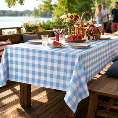 Nappe PEVA imperméable Buffalo Gingham avec envers en flanelle, repas intérieur et extérieur