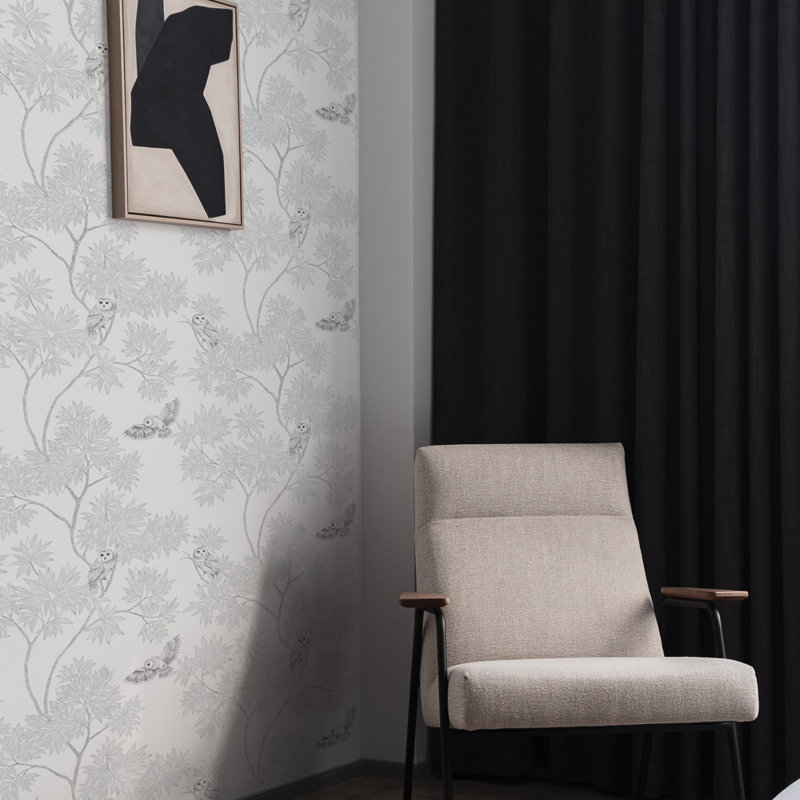 Shanieka Floral Metallic Wallpaper Double Roll, Snow White