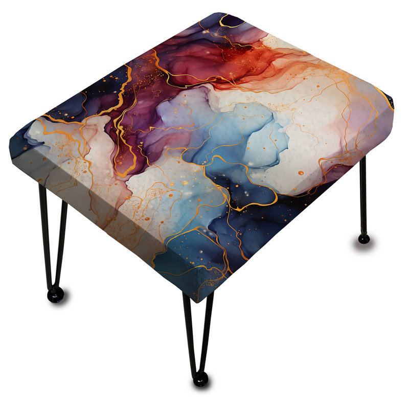 Repose-pieds rectangulaire rouge et bleu Marble Bliss