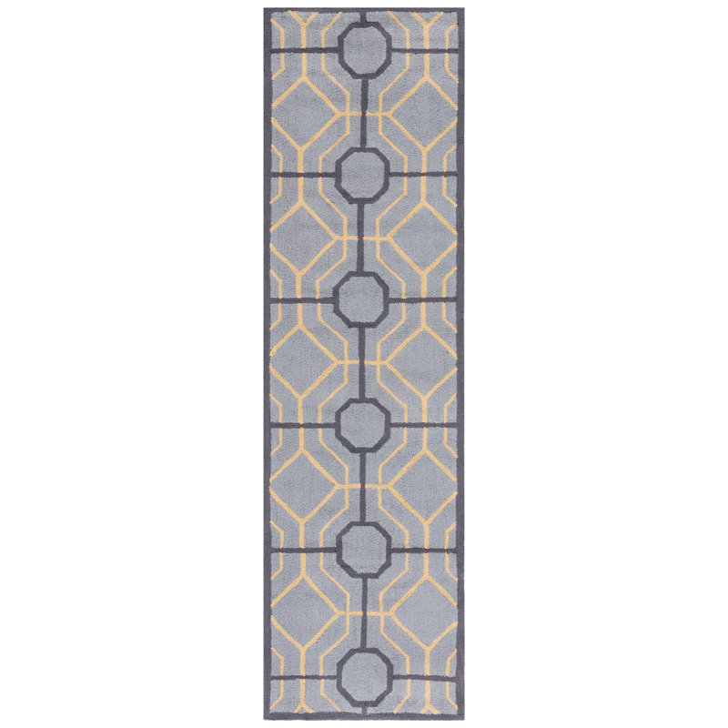 Tapis gris crocheté à la main Naya, Tapis de couloir 2 pi 3 po x 8 pi