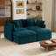 Canapé deux places avec 2 repose-pieds, 2 coussins d'accoudoirs et 2 coussins décoratifs pour petits espaces de vie, facile à assembler, chenille bleue