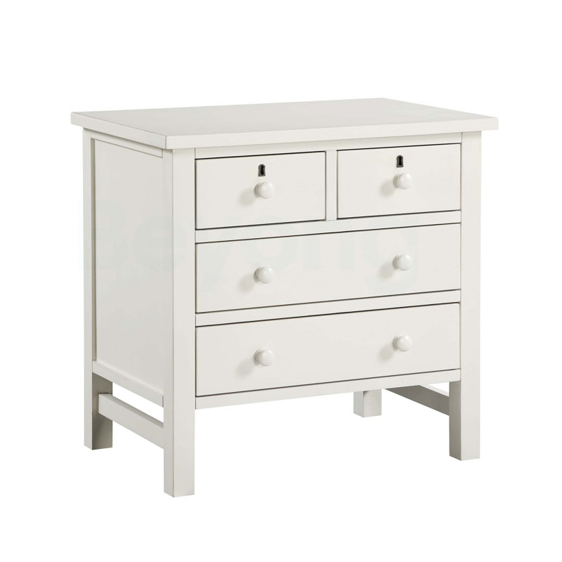 Table de chevet avec 4 tiroirs Georgina - Blanc antique, Blanc antique
