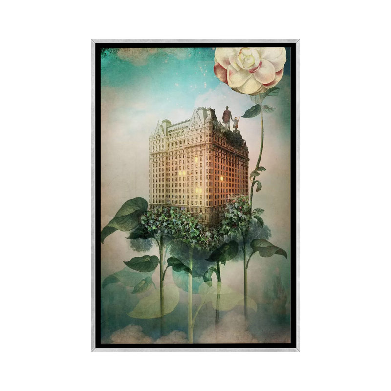 «Reach out» par Catrin Welz-Stein - reproduction d'art, H 48 po x l 32 po x P 1,5 po, Toile avec cadre argenté, Pas de tapis