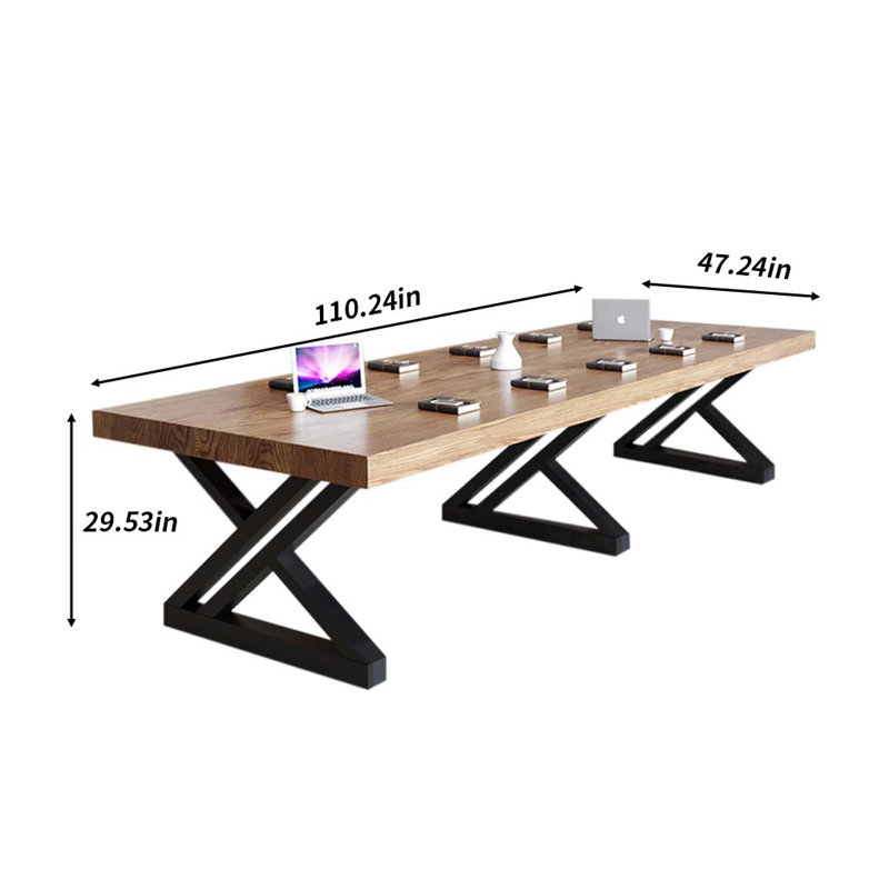Table de salle à manger rectangulaire moderne en bois massif de noyer, H 29,53 po x L 110,24 po x l 47,24 po