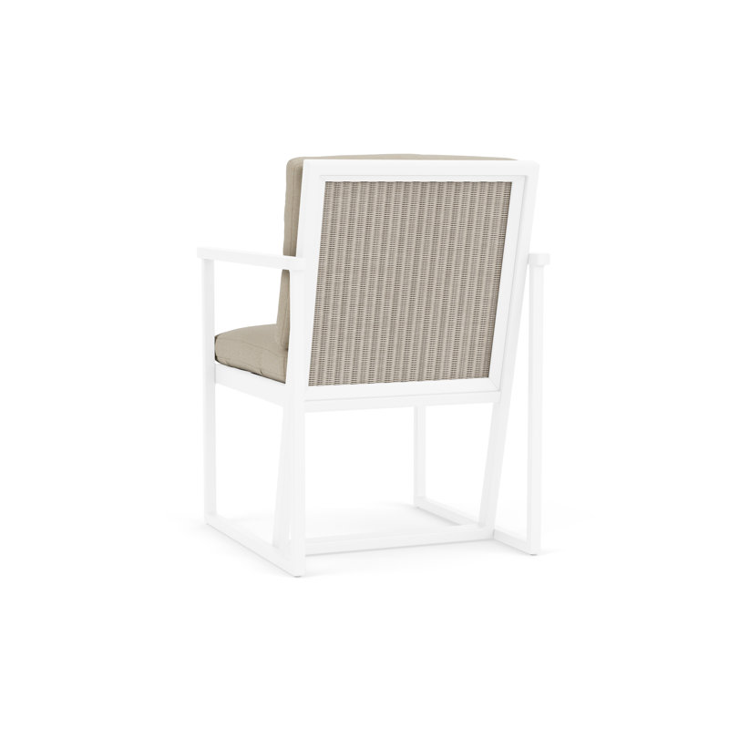 Summit Outdoor Dining Armchair, Linen, Rumba Straw, White