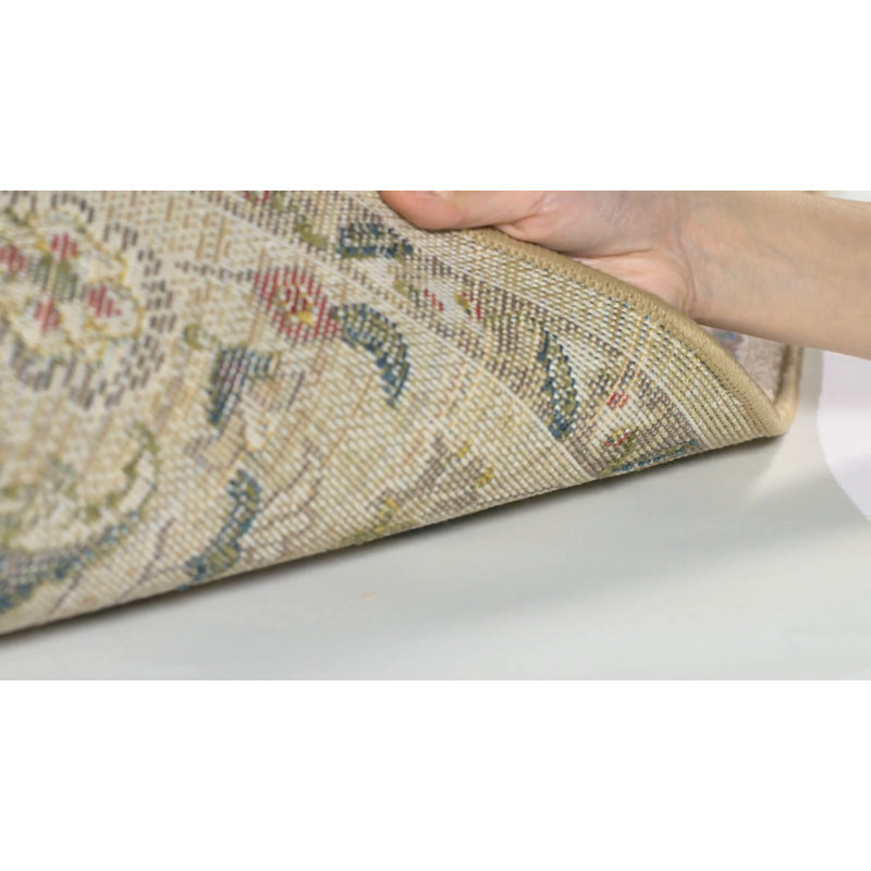 Ivory Synthetic Hand-knotted 6' x 9' Rectangular Rug