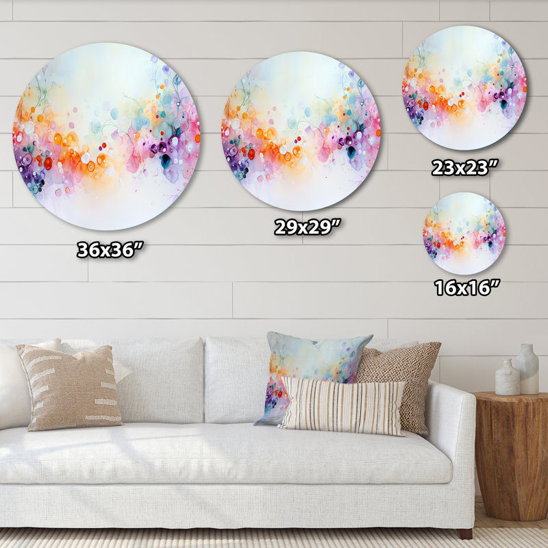 «Vibrant Watercolor Ink Splash», art mural rond moderne abstrait, art mural rond en métal orange, H 36 po x l 36 po