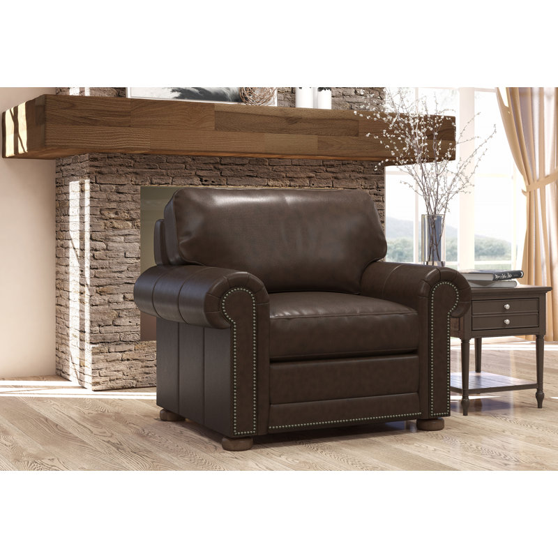 Sopheak 3 - Piece Living Room Set, Chestnut Genuine Leather