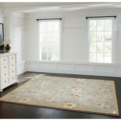 Tapis bleu en laine Amara