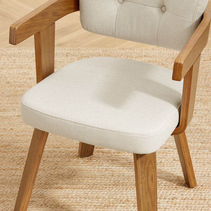 Fauteuil d'appoint rembourré, Tissu blanc cassé