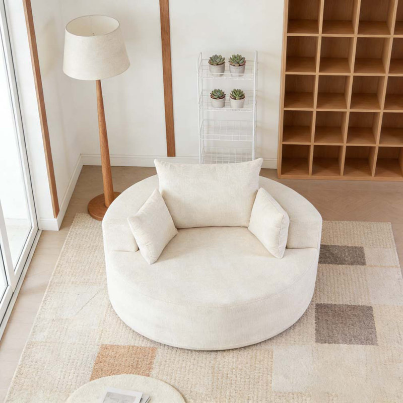 Canapé simple en éponge de 55 pi, Chenille, Beige