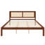 Structure de lit plateforme très grand en bois massif avec tête de lit en rotin, lit à panneaux en canne de style campagnard, espace de rangement sous le lit, aucun sommier requis, pieds de support robustes, finition noyer