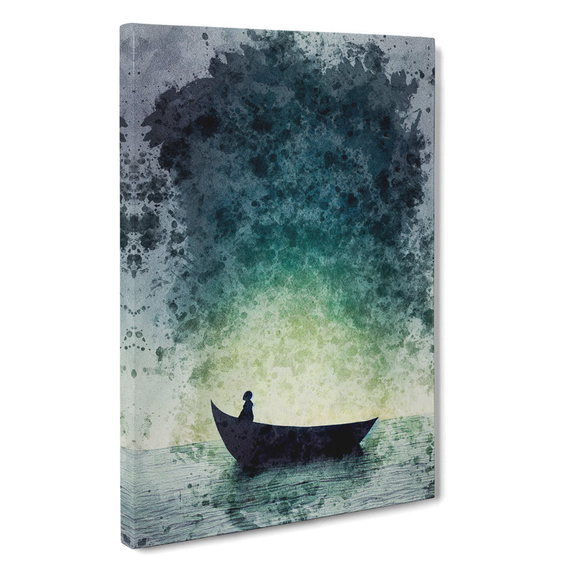 XV1022-491X Alone In A Boat - Print, Wrapped Canvas, 76cm H x 50cm W, No Matte
