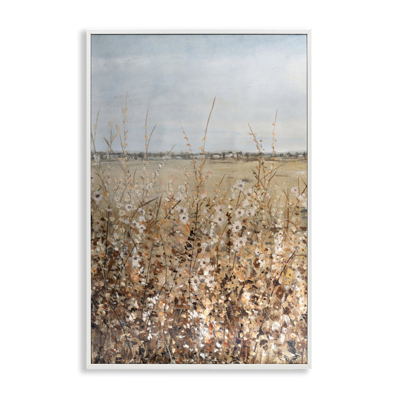 Art de giclée de brin de prairie neutre par June Erica Vess, Giclée encadrée blanc bord de mer, H 18 po x l 12 po