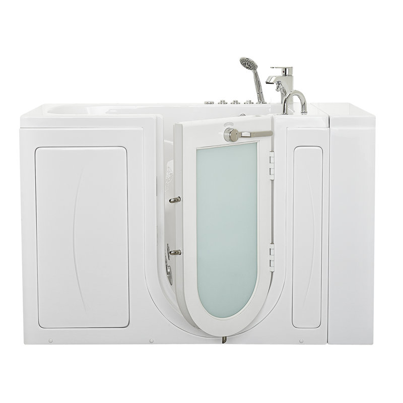 52'' x 32'' White Acrylic Walk-In Bathtub with Hydro Massage