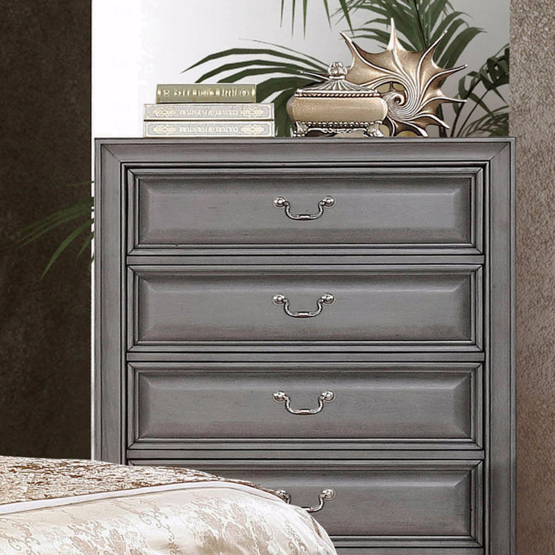 Mobilier de chambre à coucher style transitionnel à finition grise 1 pièce