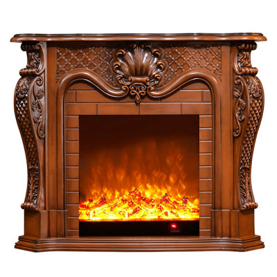 European-style luxury carved fireplace with solid wood