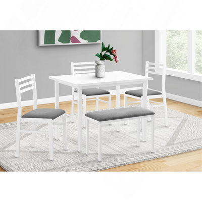 Ensemble de salle à manger 5 pièces, contemporain, rectangulaire, en bois blanc, meubles de salle à manger