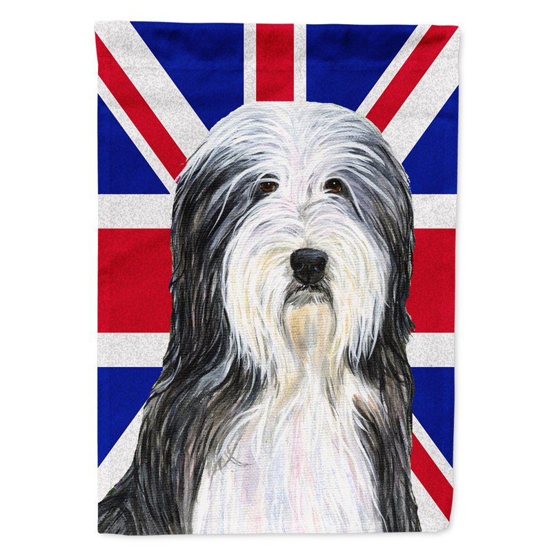 40 x 28 po en polyester britannique 2 faces english union jack drapeau maison, Colley barbu (gris et blanc)