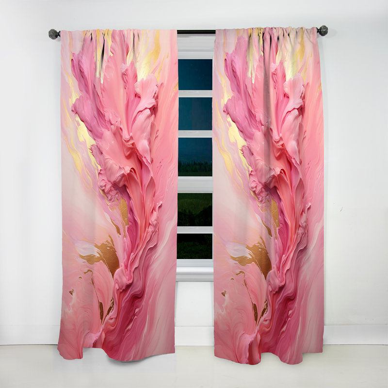 Rideau en velours moderne Elutheria Pink Radiant Dusk Dream II - obscurcissant - 1 panneau, L 52 po x L 90 po