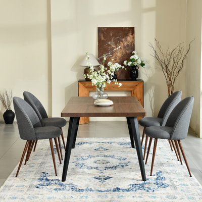 Hozel 63" Rectangular Dining Table Set with 4 Upholstered Chairs for Dining Room Comfort and Style by George Oliver