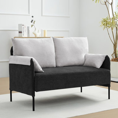 52" W Contemporary Color-Blocked Upholstered Loveseat