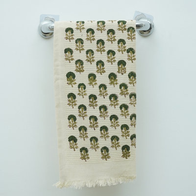 Discover Floral Hand Block Print Cotton Waffle Hand Towels 17X32 Unique Design & Premium Quality (Chirayu,)