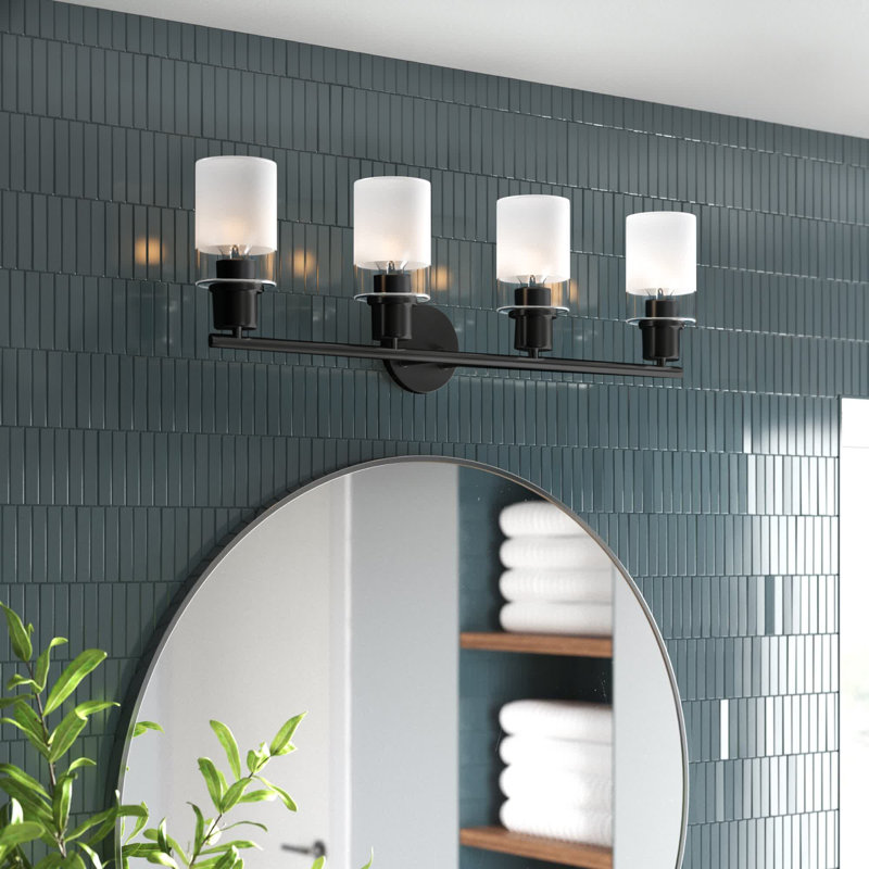 Éclairage pour meuble-lavabo à intensité variable Amierah, Noir mat, 3 lumières