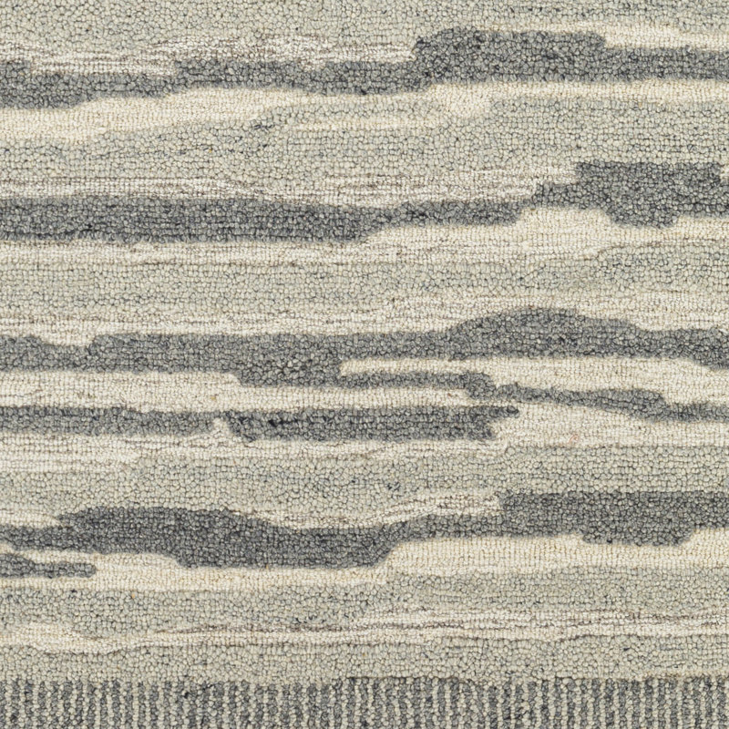Tapis gris en laine touffeté à la main, Rectangle 2 pi x 3 pi