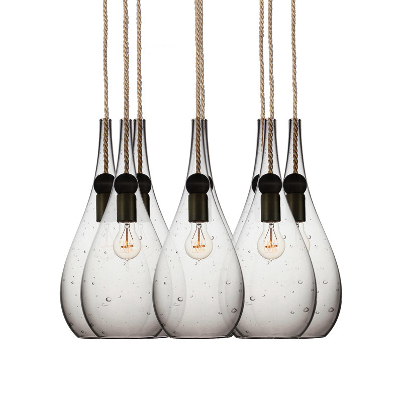 Earth 8 - Light Chandelier, 96" H x 18" W x 18" D, Ship Rod, Seeded Glass