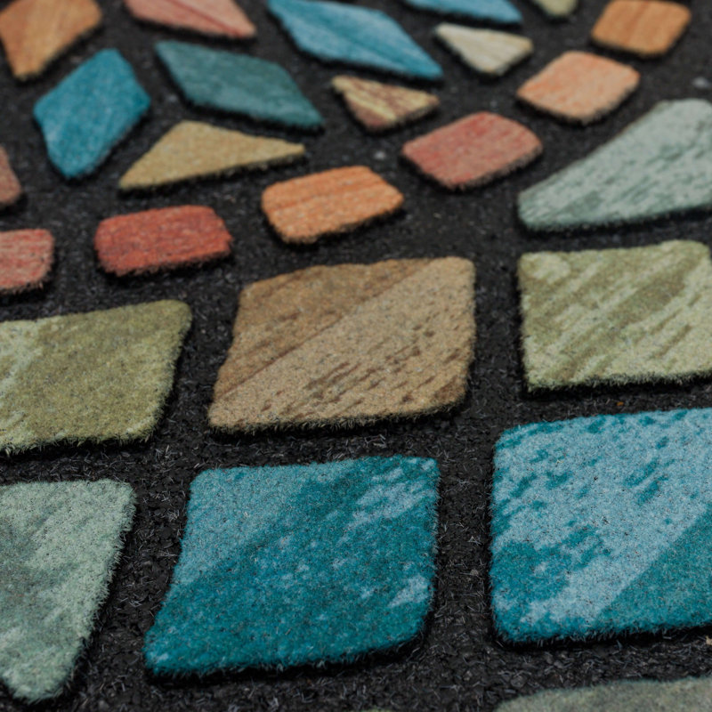 Multicolor Stained Glass Pattern Outdoor Door Mat