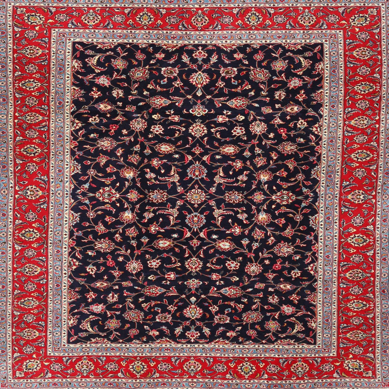 Tapis rouge/beige/noir traditionnel Holmestrand, Carré 4 pi