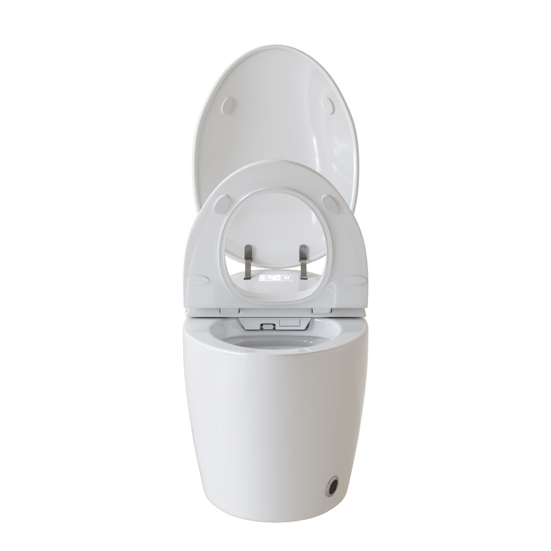 Toilette intelligente 17,3 "à hauteur confortable avec 4 modes de chasse d'eau Siège chauffant une pièce intelligent et séchoir à air chaud 4 modes de nettoyage Toilette intelligente moderne avec bidet