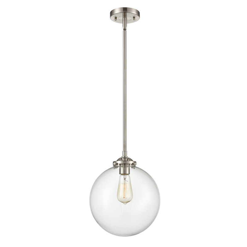 Clementina 1 - Light Single Pendant, No Bulb Included, Clear, Black Polished Nickel