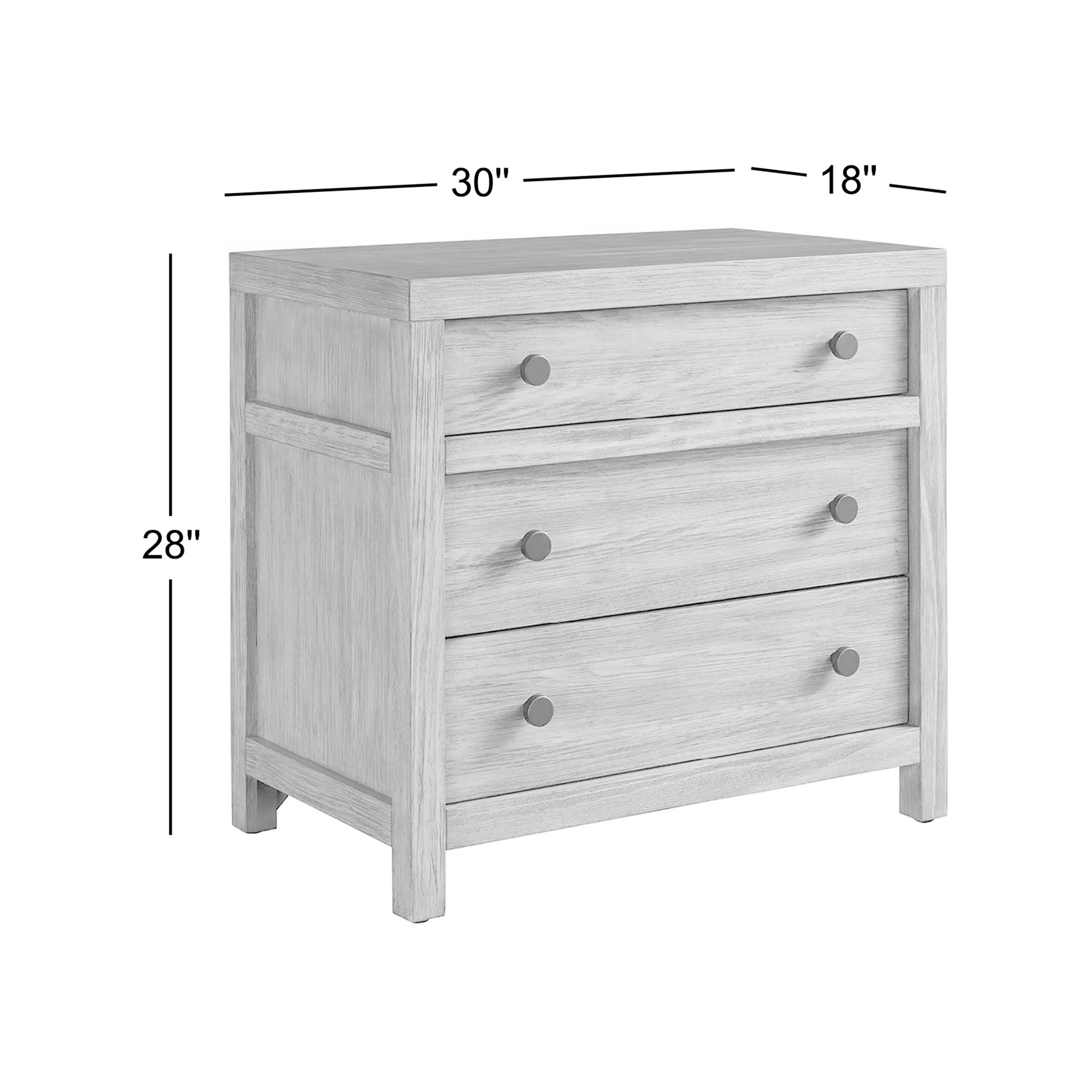 Baxley 3 - Drawer Nightstand, Ivory