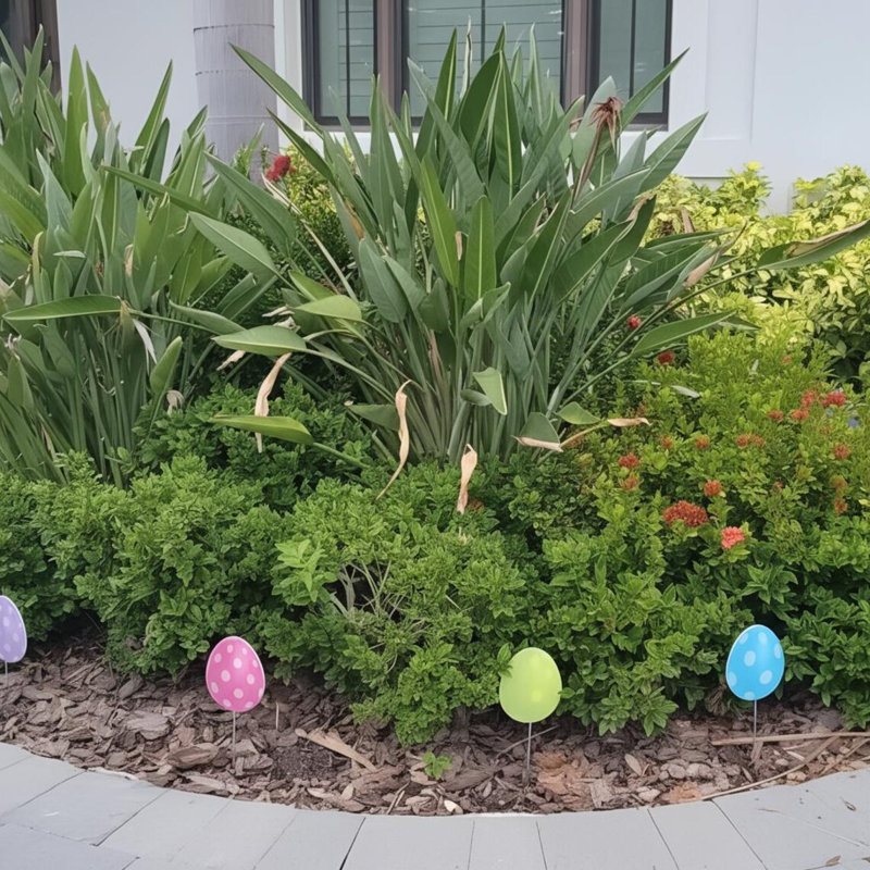 18 Piece Easter Egg Pathway Markers, Includes Metal Stakes
