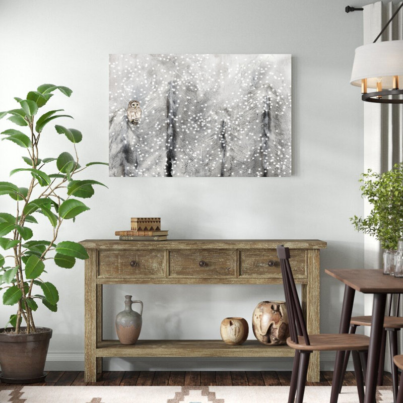 «Snowy Habitat II» par Alicia Ludwig - peinture sur toile tendue, H 32 po x l 48 po