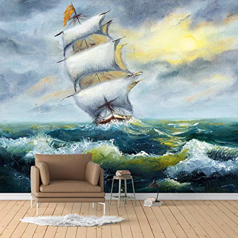 Magnifique voilier sur la mer, murale, L 66 po x l 96 po
