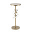 Table d'appoint ronde en fer or et blanc à motif floral, base en ciment, table de bout idéale, 11,8 x 11,8 x 28,3 pouces, 7,4 lb, assemblage requis avec motifs, ajustement pour piédestal de présentation, requis