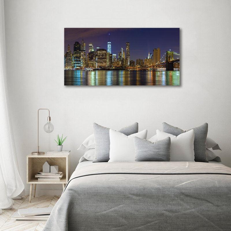 Manhattan By Night - Wrapped Canvas Print