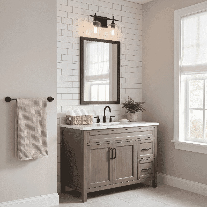 Breena Dimmable Vanity Light in Black, Black, Clear